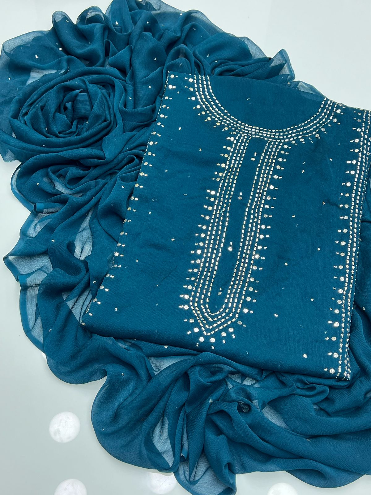 نرم کرینکل شفان 2 پیس پر پینل مکیش کرتہ